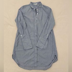 Babaton Blue Grey Button Up Shirt Dress